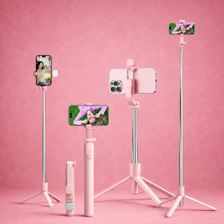 Extendable Selfie Stick Tripod with Fill Light & Bluetooth Remote