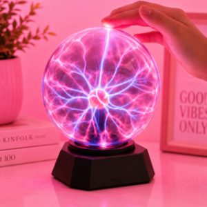 Interactive Plasma Touch Lamp with Colorful Glass Orb