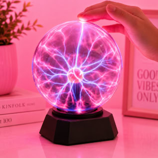 Interactive Plasma Touch Lamp with Colorful Glass Orb