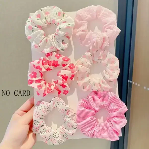 6pcs Pink Peach Blossom Scrunchie Set - Image 4