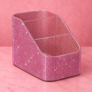 3-Grid Rhinestone Makeup Brush Storage Box