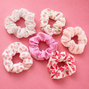 6pcs Pink Peach Blossom Scrunchie Set