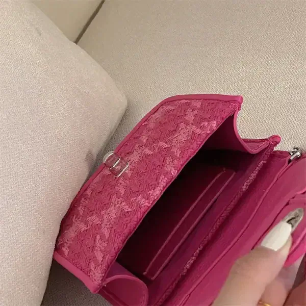 Rose Pink Plaid Ladies Shoulder Bag - Image 5