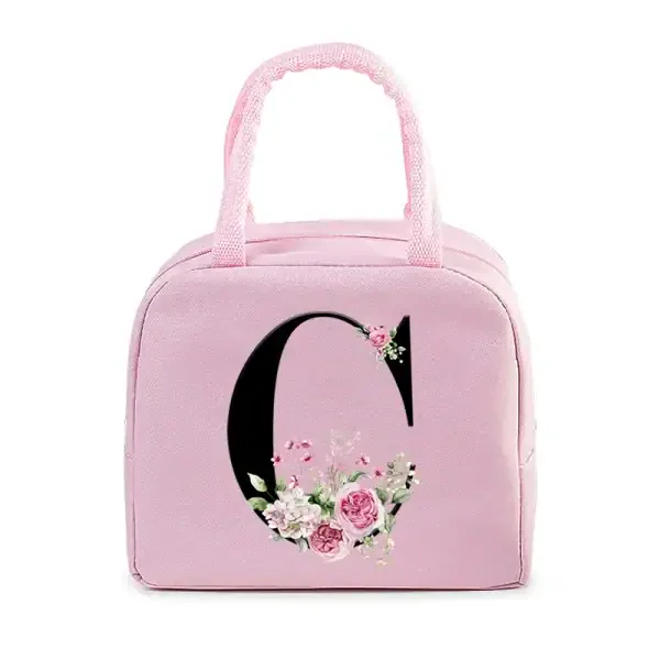 Cute Floral Initial Lunch Bag - Image 4