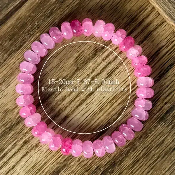 Pink Agate Bead Bracelet – Natural Stone Stretch Bracelet for Relaxation & Everyday Wear - Image 3