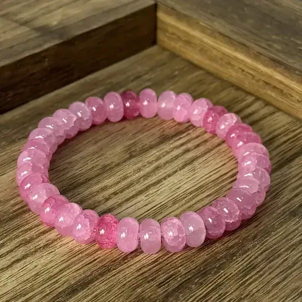 Pink Agate Bead Bracelet – Natural Stone Stretch Bracelet for Relaxation & Everyday Wear - Image 5