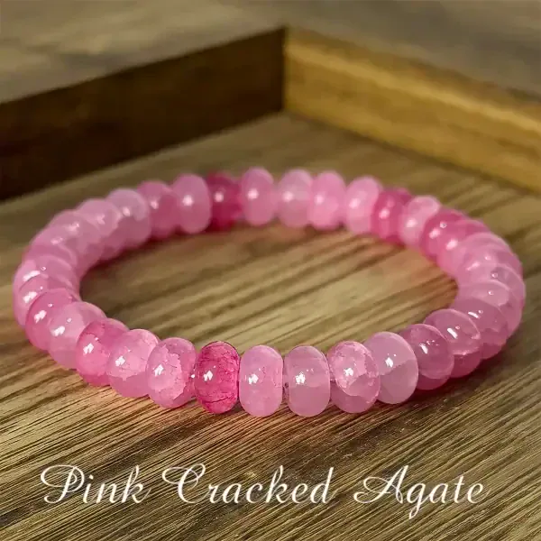 Pink Agate Bead Bracelet – Natural Stone Stretch Bracelet for Relaxation & Everyday Wear - Image 2