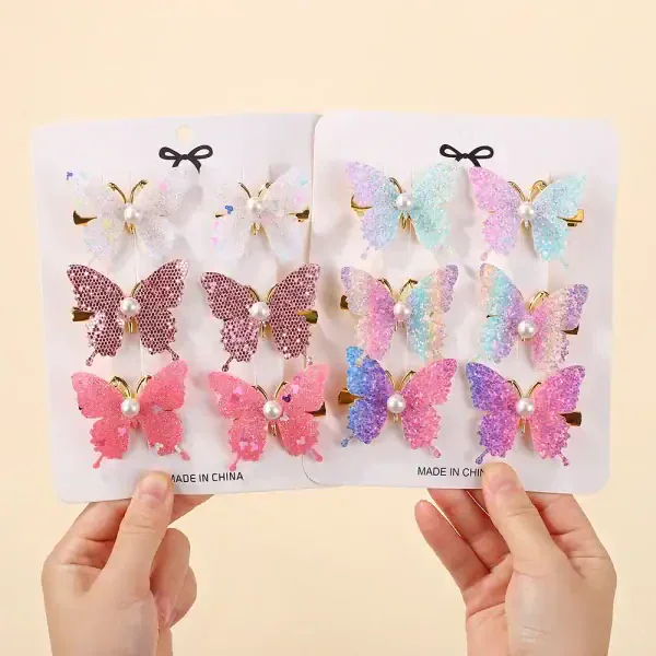 6pcs Glitter Butterfly Hair Clips - Image 3