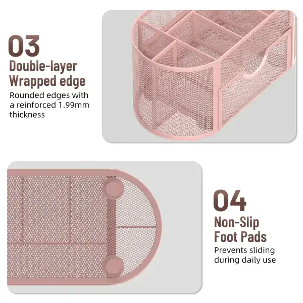 Space-Saving Pink Mesh Desk Organizer - Image 4
