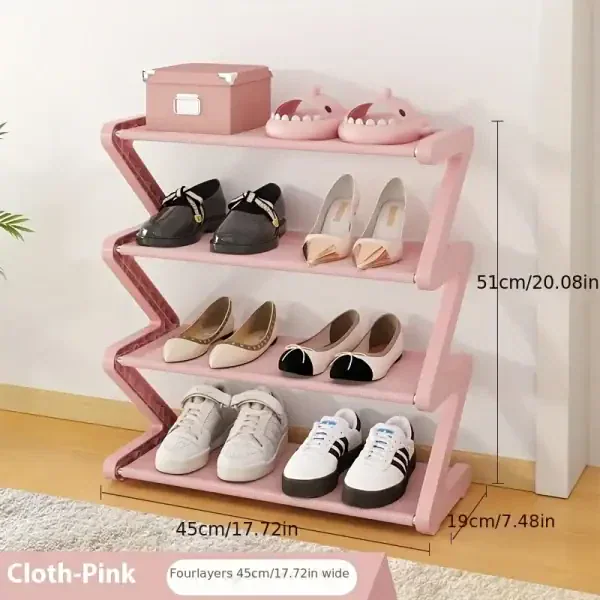 Space-Saving Pink Z-Shaped Shoe Rack - Image 2