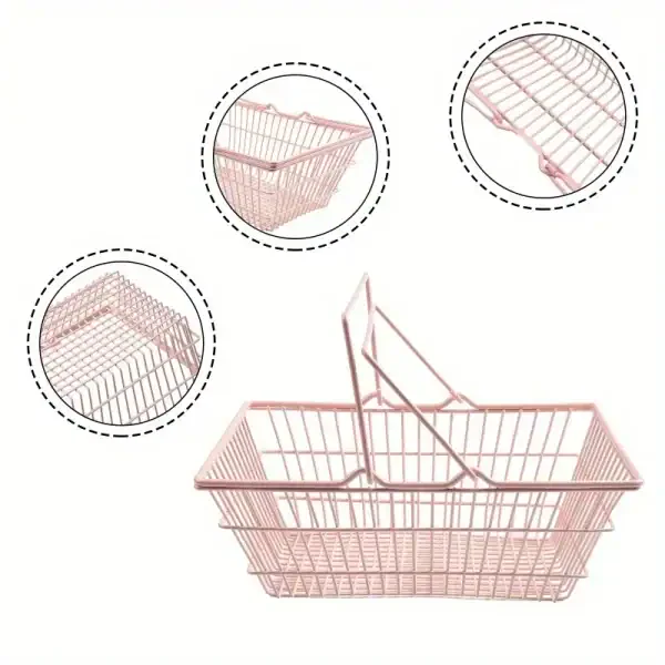 Cute Pink Wire Storage Basket - Image 3
