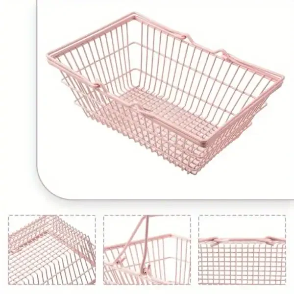 Cute Pink Wire Storage Basket - Image 2