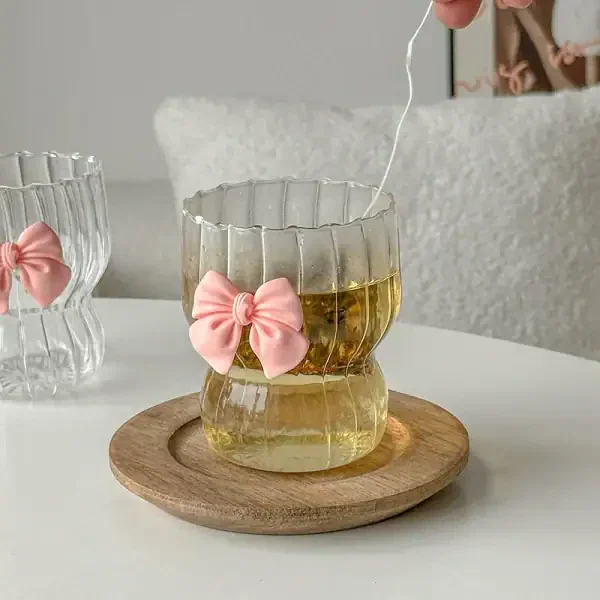 Cute Pink Bow Glass Cup - Image 3