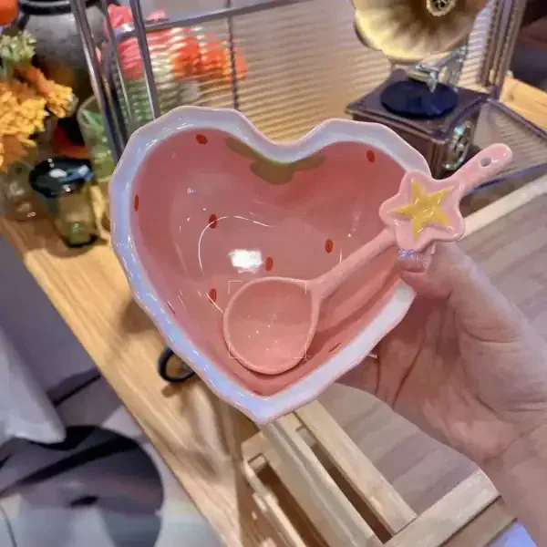 Cute Strawberry Ceramic Bowl Set - Image 4