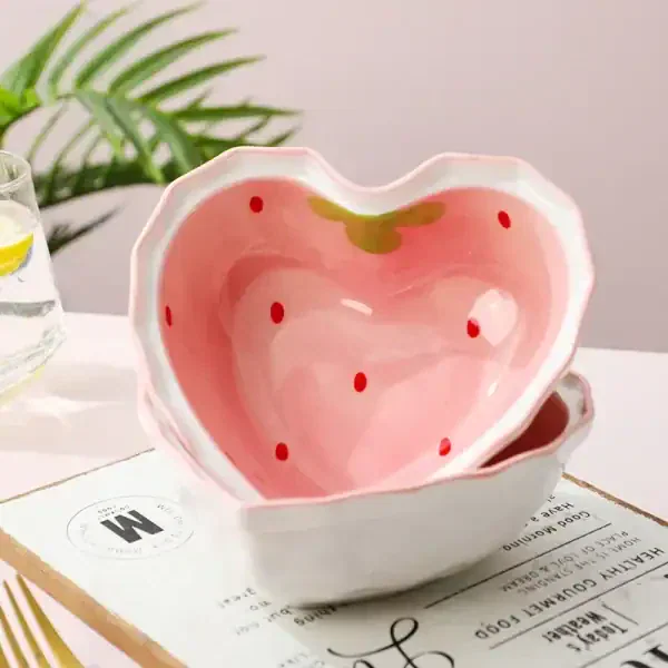Cute Strawberry Ceramic Bowl Set - Image 2