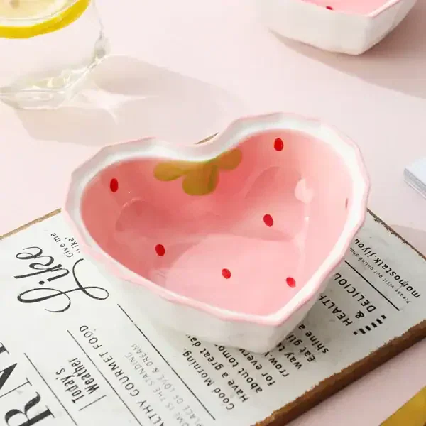 Cute Strawberry Ceramic Bowl Set - Image 3