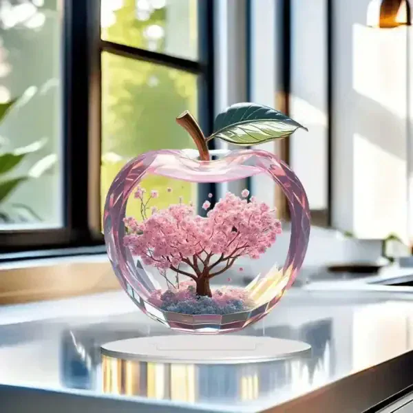 Cherry Blossom Apple Decor – Aesthetic Pink Desktop Ornament - Image 3