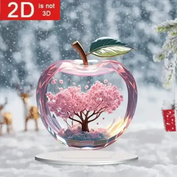Cherry Blossom Apple Decor – Aesthetic Pink Desktop Ornament - Image 2