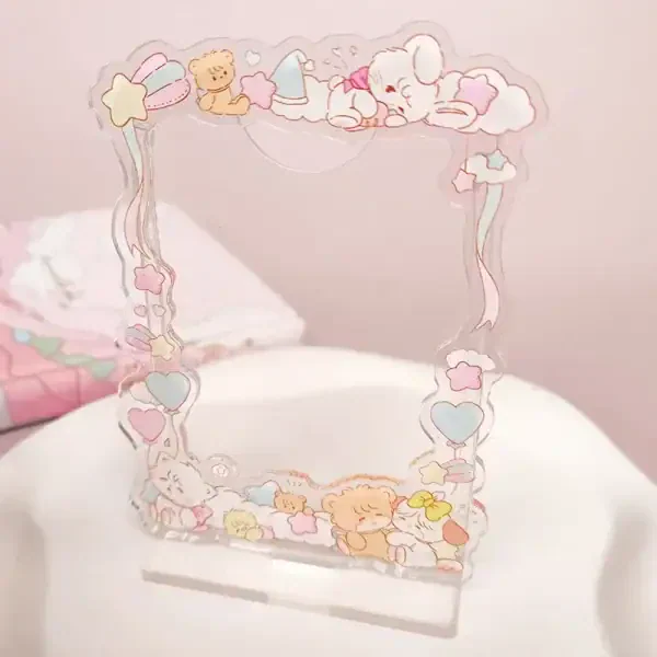 Kawaii Pink Photo Frame Display – Cute Acrylic Desktop Picture Holder - Image 4