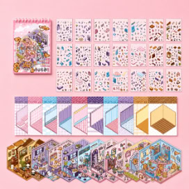 20-Sticker Cute Animal Miniature Scenery Spiral Book