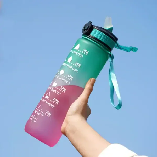 1L Motivational Water Bottle with Straw - Image 2