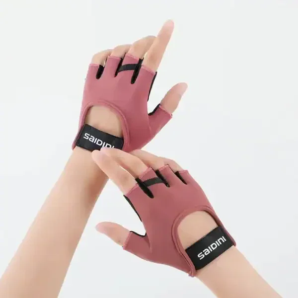 Pink Half Finger Workout Gloves – Anti-Slip Breathable Fitness Training Gloves - Image 2