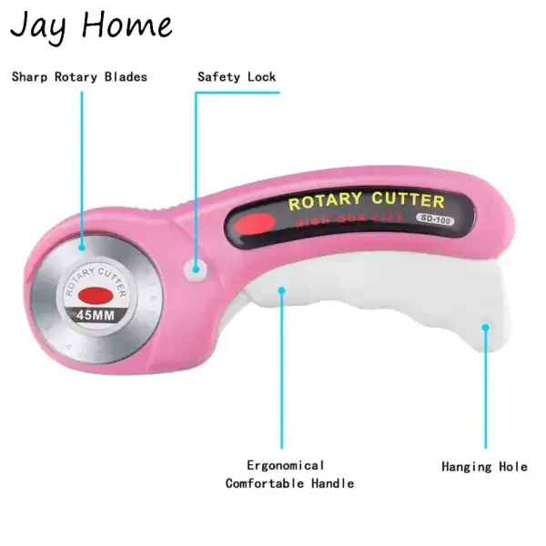 45mm Rotary Cutter with 5pcs Replacement Blades & Sewing Clips - Image 3