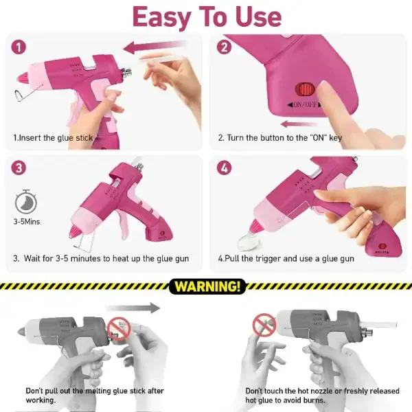 Pink Portable Cordless Glue Gun Set - Image 6
