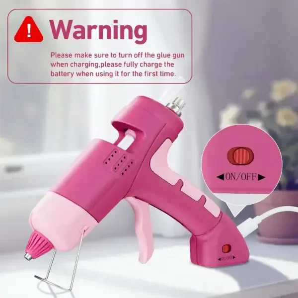 Pink Portable Cordless Glue Gun Set - Image 4