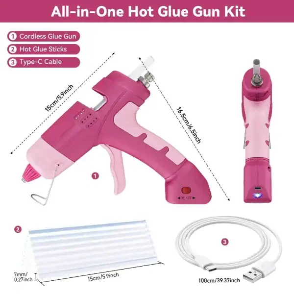 Pink Portable Cordless Glue Gun Set - Image 3