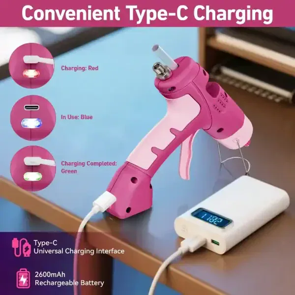 Pink Portable Cordless Glue Gun Set - Image 5