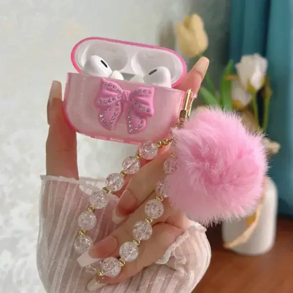 Glitter Bowknot Protective Cover Case For Airpods - Image 3