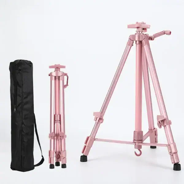 Pink Adjustable Metal Art Easel Stand – Portable Tripod Painting & Display Easel - Image 2