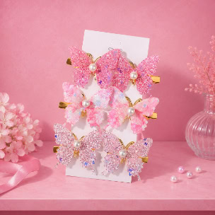 6pcs Glitter Butterfly Hair Clips