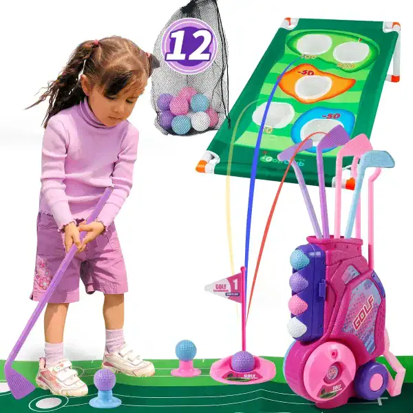 Pink Golf Toy Set with 12 Balls - Image 2