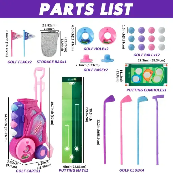 Pink Golf Toy Set with 12 Balls - Image 3