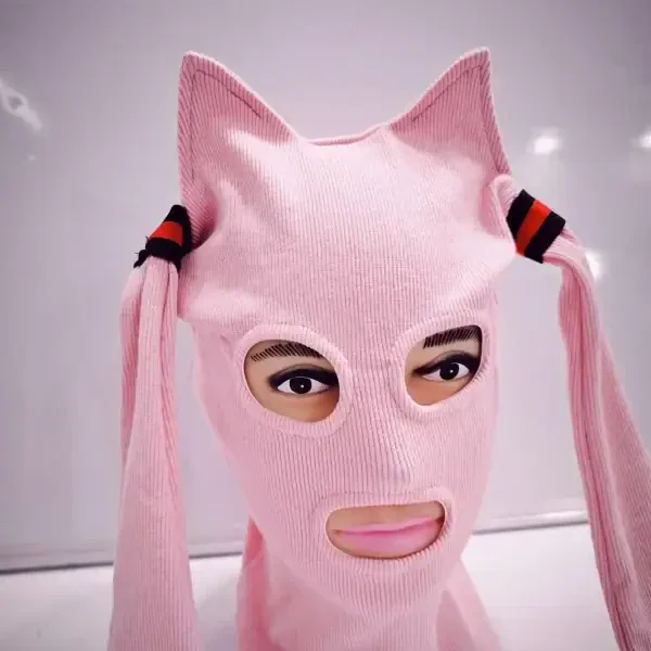 Cat Ear Knit Mask Hat - Image 3