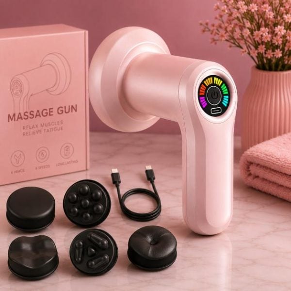 Pink Electric Body Massager Gun