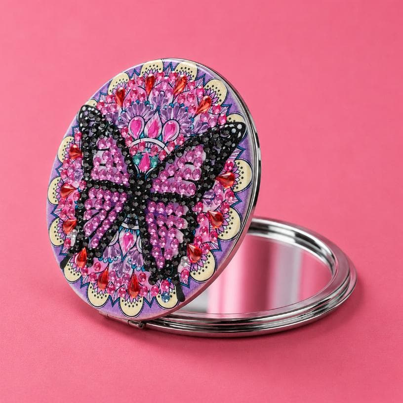 Butterfly Diamond Compact Mirror