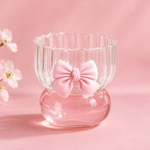 Cute Pink Bow Glass Cup