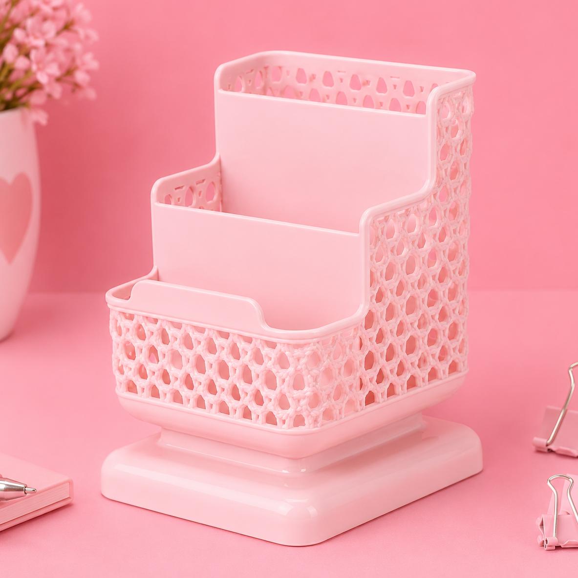Cute Pink Desk Organizer Stand