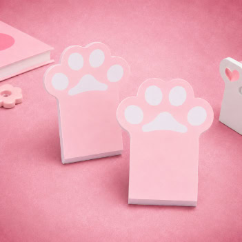 Cute Pink Paw Bookends – Non-Slip Desk Book Holder Set