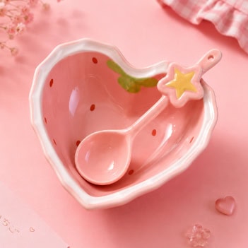 Cute Strawberry Ceramic Bowl Set