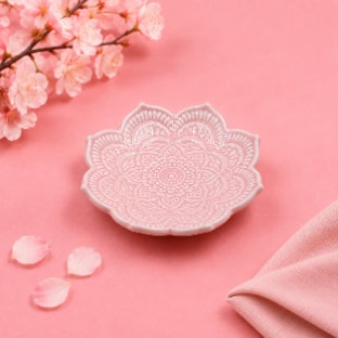Elegant Pink Ceramic Jewelry Tray – Decorative Ring & Trinket Dish
