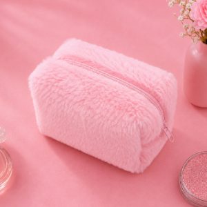 Fluffy Plush Makeup Bag – Cute Travel Cosmetic Pouch