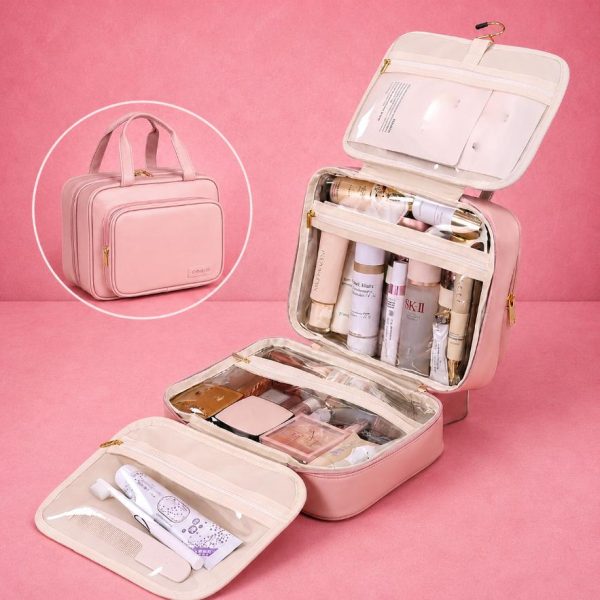 Large Hanging Makeup Organizer Bag – Travel Cosmetic Storage Case
