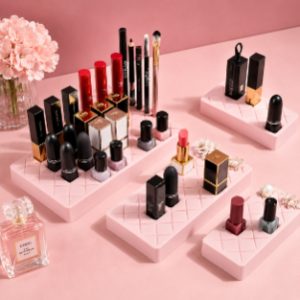 Minimalist Lipstick Organizer Tray – Silicone Makeup Display Holder