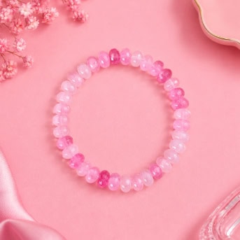 Pink Agate Bead Bracelet – Natural Stone Stretch Bracelet for Relaxation & Everyday Wear