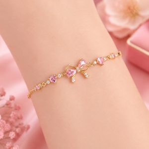 Pink Bow Heart Jewelry – Y2K Zircon Chain