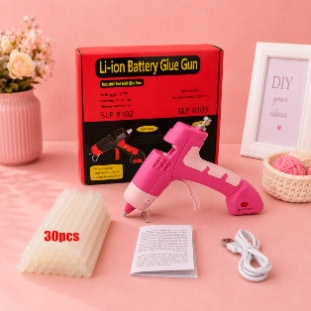 Pink Portable Cordless Glue Gun Set